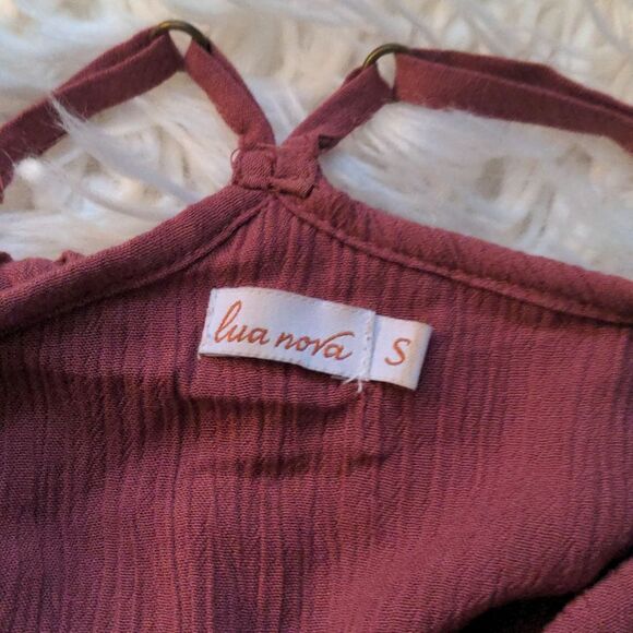 Sexy Flowy Boho Open Shoulder Mauve Top: Size Small - Picture 2 of 5